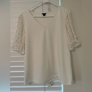 Ann Taylor white blouse with gold accents on sleeves. Never worn!
